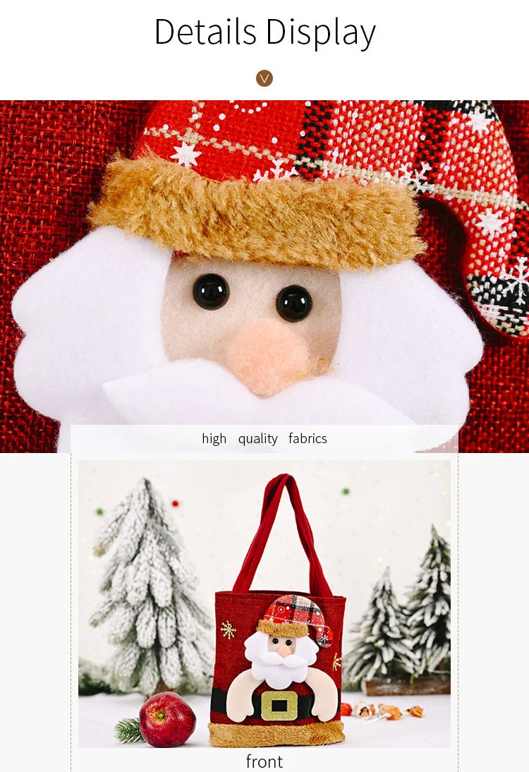 20PCS Christmas Gift Bags Handbags Tote Bags Candy Bags Snowman Bear Gift Bags Storage Bags Christmas Decoration