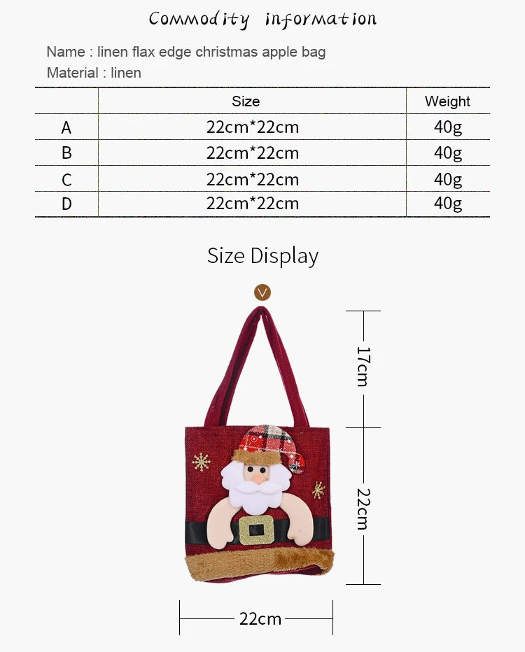 20PCS Christmas Gift Bags Handbags Tote Bags Candy Bags Snowman Bear Gift Bags Storage Bags Christmas Decoration