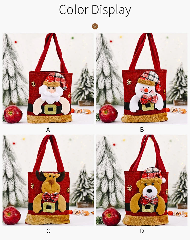 20PCS Christmas Gift Bags Handbags Tote Bags Candy Bags Snowman Bear Gift Bags Storage Bags Christmas Decoration