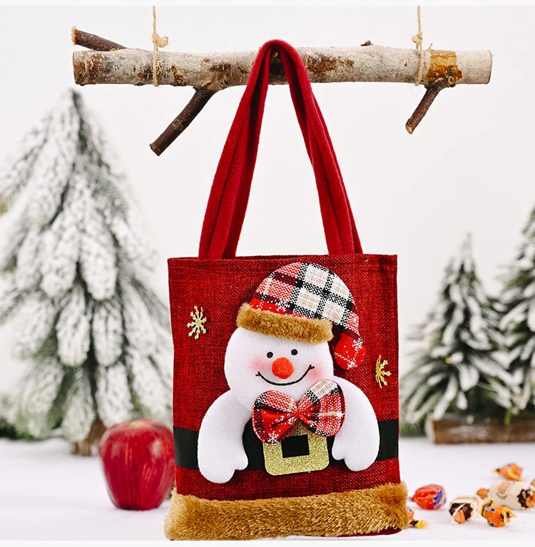 20PCS Christmas Gift Bags Handbags Tote Bags Candy Bags Snowman Bear Gift Bags Storage Bags Christmas Decoration