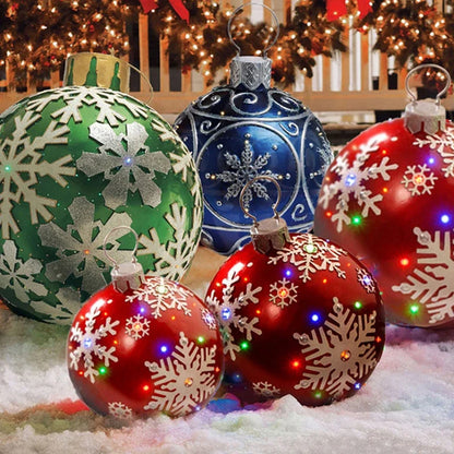 Christmas Printing Inflatable Ball 60cm Extra Large Balloon Funny Xmas Ball Design Snowflakes Balloon Outdoor Courtyard Decorate