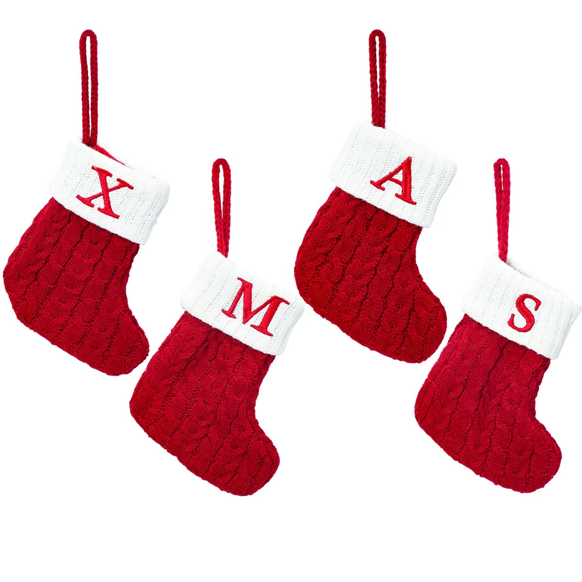 Christmas Socks Knitting Snowflake Letter Stocking Christmas Decoration For Home 2024 Xmas Tree Ornament Gift Navidad Natal 2024