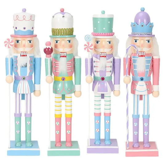 Candy Themed Nutcracker  Merry Christmas Decoration  Soldier Doll Wooden Festive Ornament for Happy new Year 2025 Party Gifts