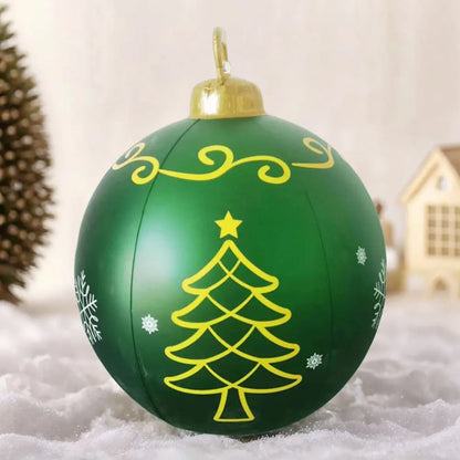 24 Inch Inflatable Christmas Balls with Lights Outdoor Christmas Decorations PVC 60CM Giant Christmas Balls Holiday Decor