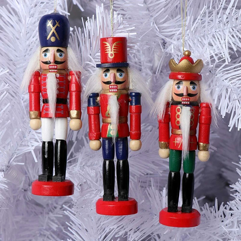 6pcs Mini Wooden Nutcracker Ornament Soldier Figure Christmas Tree Pendant Office Table Xmas Decor Statues Gifts For Friends Kid