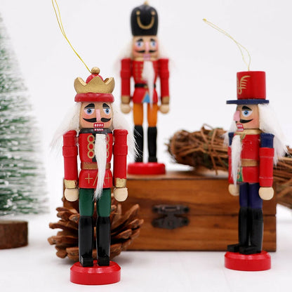 6pcs Mini Wooden Nutcracker Ornament Soldier Figure Christmas Tree Pendant Office Table Xmas Decor Statues Gifts For Friends Kid