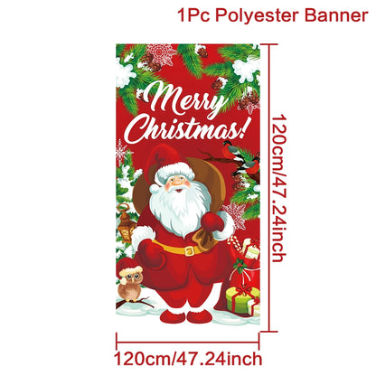 Christmas Hanging Flag Porch Door Banner Christmas Decorations For Home 2024 Ornaments Xmas Gifts Navidad New Year Decor 2025