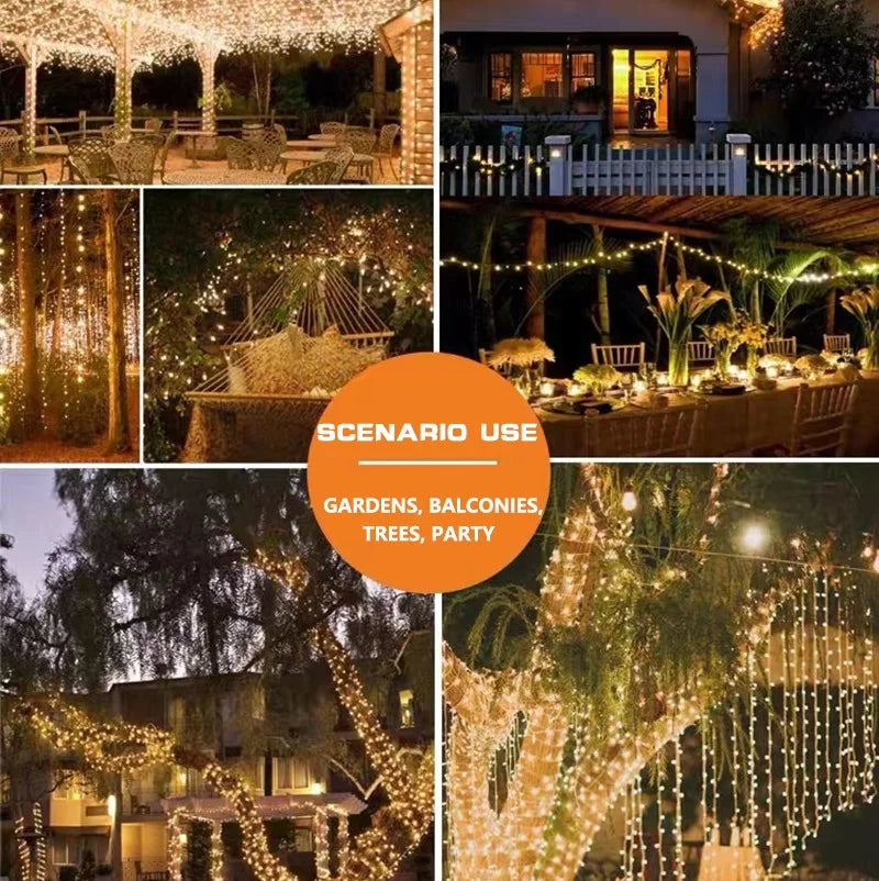 7M/12M/22M/32M 8Modes Outdoor Solar Fairy Lights LED Copper Wire Lights Xmas Lights Waterproof Garden Decoration