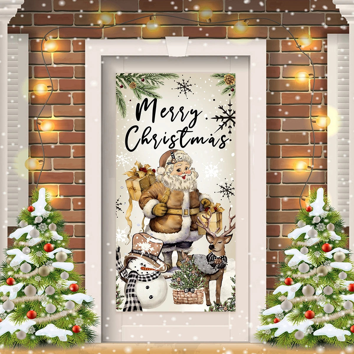 Christmas Hanging Flag Porch Door Banner Christmas Decorations For Home 2024 Ornaments Xmas Gifts Navidad New Year Decor 2025