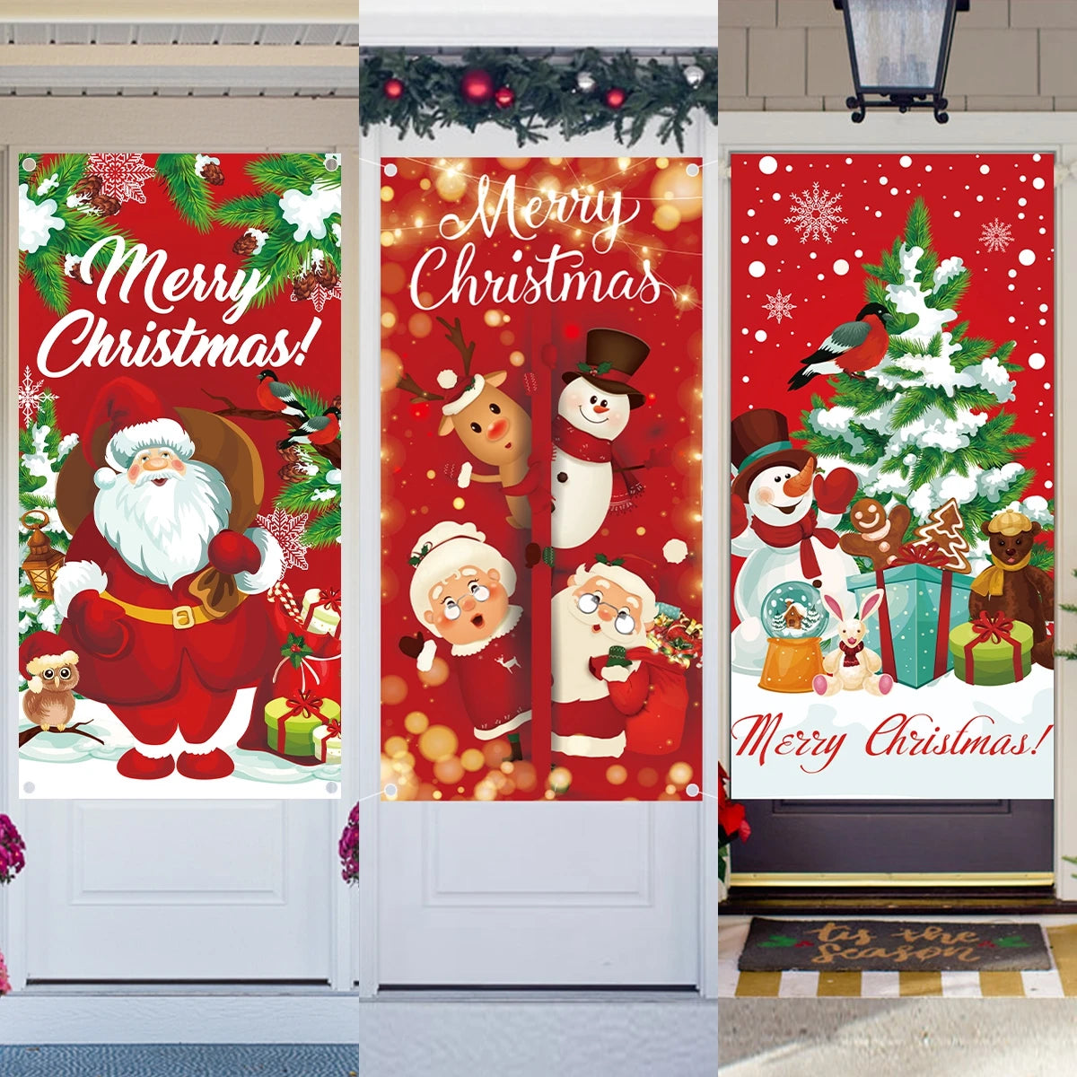 Christmas Hanging Flag Porch Door Banner Christmas Decorations For Home 2024 Ornaments Xmas Gifts Navidad New Year Decor 2025