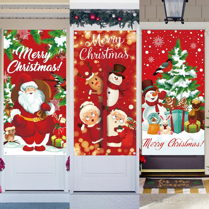 Christmas Hanging Flag Porch Door Banner Christmas Decorations For Home 2024 Ornaments Xmas Gifts Navidad New Year Decor 2025