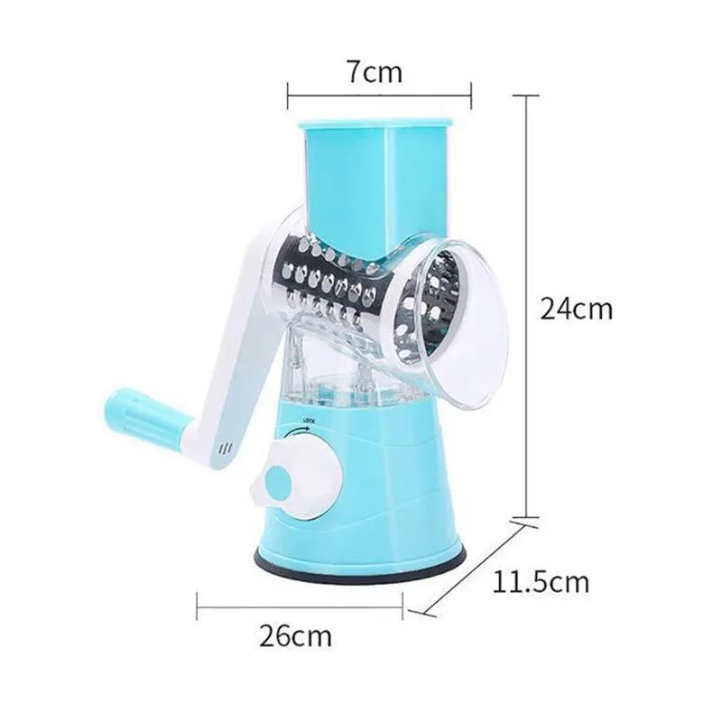 Multi functional hand cranked vegetable slicer, household kitchen manual vegetable slicer, slicer, drum type vegetable slicer.