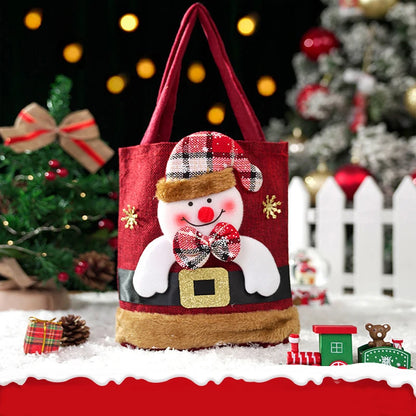 20PCS Christmas Gift Bags Handbags Tote Bags Candy Bags Snowman Bear Gift Bags Storage Bags Christmas Decoration