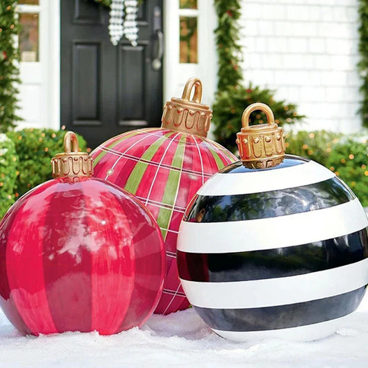 Christmas Printing Inflatable Ball 60cm Extra Large Balloon Funny Xmas Ball Design Snowflakes Balloon Outdoor Courtyard Decorate