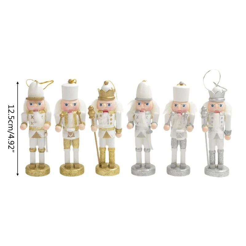 3pcs Wooden Nutcracker Ornaments Soldier King Pendants Christmas Decorations Set