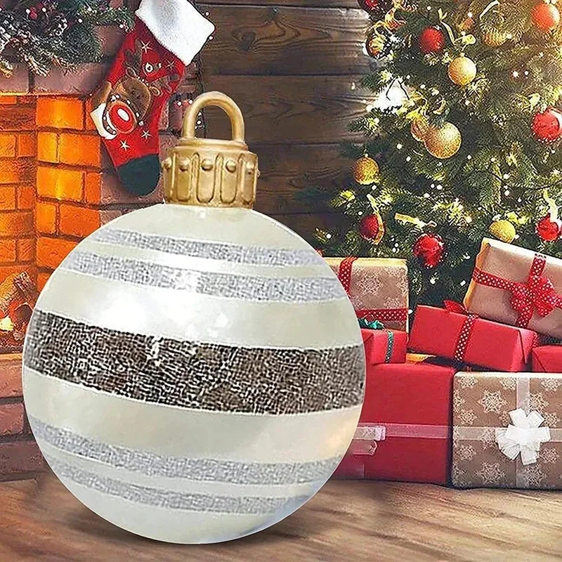 Christmas Printing Inflatable Ball 60cm Extra Large Balloon Funny Xmas Ball Design Snowflakes Balloon Outdoor Courtyard Decorate