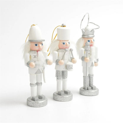 3pcs Wooden Nutcracker Ornaments Soldier King Pendants Christmas Decorations Set