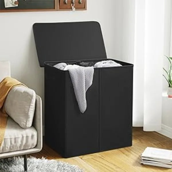 WOWLIVE 154L Double Laundry Hamper with Lid and Removable Laundry Bags, Large Dirty Clothes Hamper 2 section Collapsible