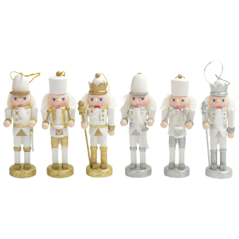 3pcs Wooden Nutcracker Ornaments Soldier King Pendants Christmas Decorations Set