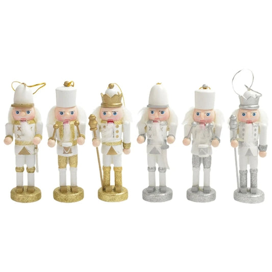 3pcs Wooden Nutcracker Ornaments Soldier King Pendants Christmas Decorations Set