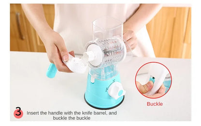 Multi functional hand cranked vegetable slicer, household kitchen manual vegetable slicer, slicer, drum type vegetable slicer.