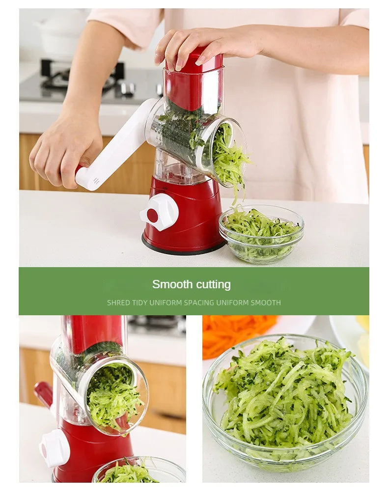 Multi functional hand cranked vegetable slicer, household kitchen manual vegetable slicer, slicer, drum type vegetable slicer.