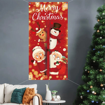 Christmas Hanging Flag Porch Door Banner Christmas Decorations For Home 2024 Ornaments Xmas Gifts Navidad New Year Decor 2025